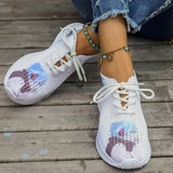 themeisles - White Casual Sportswear Daily Frenulum Printing Round Mesh Breathable Comfortable Out Door Shoes