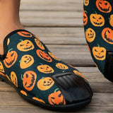 themeisles - Halloween Cream White Casual Patchwork Printing Round Comfortable Flats Shoes