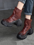themeisles Round-Toe Hook&Loop Platform Boots