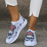 themeisles - Halloween White Casual Patchwork Printing Round Comfortable Shoes