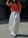 themeisles Split-Joint Solid Color Wide Leg Loose Trousers Casual Pants Bottoms