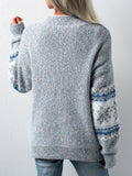 Cozy Snowflake Pattern Mock Neck Long Sleeve Pullover Sweater - Women's Winter Clothing - Soft, Cute, and Comfortable Sweater for Casual Daily Wear