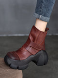themeisles Round-Toe Hook&Loop Platform Boots