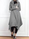 themeisles Irregular Clipping Long Sleeves Solid Color Hooded Outerwear