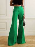 themeisles Wide Leg Solid Color Flared Trousers Pants