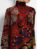 themeisles Floral Printed Loose Long Sleeves High Neck T-Shirts