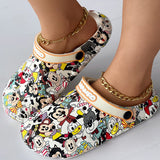 themeisles - Multicolor Casual Living Graffiti Patchwork Round Comfortable Shoes