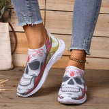 themeisles - Halloween White Casual Patchwork Printing Round Comfortable Shoes