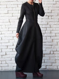 themeisles Split-Joint Zipper Round-Neck Maxi Dress Coat Bubble Dress