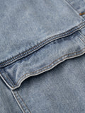 themeisles Simple Split-Joint Solid Color Denim Vest Outerwear