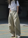 themeisles Split-Joint Solid Color Wide Leg Loose Trousers Casual Pants Bottoms