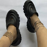 themeisles - White Casual Daily Hollowed Out Patchwork Solid Color Round Comfortable Shoes