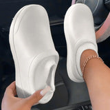 themeisles - White Casual Living Patchwork Solid Color Round Keep Warm Comfortable Flats Shoes