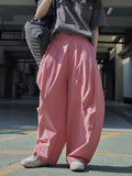 themeisles Split-Joint Solid Color Wide Leg Loose Trousers Casual Pants Bottoms
