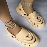 themeisles - White Casual Daily Hollowed Out Patchwork Solid Color Round Comfortable Shoes