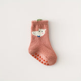 2pairs Baby Autumn And Winter Socks, Thickened Coral Fleece Warm Socks For Boys And Girls, Cartoon Baby Non-slip Socks Floor Toddler Socks