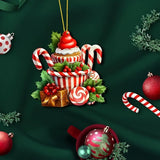 6Pcs Christmas Candy Ornaments Acrylic Candy Cane Tree Decoration Hanging Peppermint Christmas Decorations Xmas Lollipop Ornament with Rope Vintage Christmas Ornaments Set for Xmas Winter