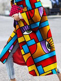 themeisles Long Sleeves Figure Printed Lapel Woolen Coat