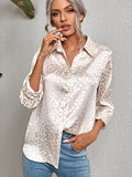 themeisles Urban Leopard Long Sleeves Lapel Blouse
