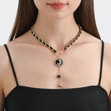 Black Chain Pendant Necklace For Women, Bohemian Elegant Style, Choker With Tassel Pendant, Clavicle Chain Jewelry