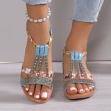 themeisles - Silver Casual Patchwork Rhinestone Fish Mouth Out Door Wedges Shoes (Heel Height 1.57in)