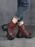 themeisles Round-Toe Hook&Loop Platform Boots