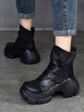 themeisles Round-Toe Hook&Loop Platform Boots