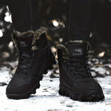 Men's Casual Snow Boots, Anti-skid Windproof High-top Lace-up Boots With Fuzzy Lining For Outdoor Walking Running Hiking, Autumn And Winter