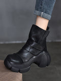 themeisles Round-Toe Hook&Loop Platform Boots
