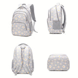 3-Piece Daisy Print Backpack Set - Spacious Zipper Closure Daypack with Lining, Detachable Lunch Bag, and Pencil Case - Perfect Student Back to School Gift for Boys and Girls