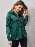 themeisles Urban Leopard Long Sleeves Lapel Blouse