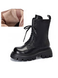 themeisles Vintage Cow Leather Mid Heels Height Boots