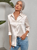 themeisles Urban Leopard Long Sleeves Lapel Blouse