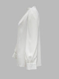 themeisles Simple Long Sleeves Puff Sleeves Asymmetric High-Neck Blouses&Shirts Tops
