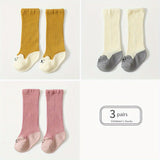 3pairs Baby Girls Kids Warm Over The Knee Socks For Autumn Winter, Cartoon Rabbit Fashion Striped Socks, Toddlers Children's Trendy High Socks