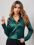themeisles Urban Leopard Long Sleeves Lapel Blouse