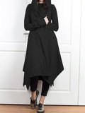 themeisles Irregular Clipping Long Sleeves Solid Color Hooded Outerwear
