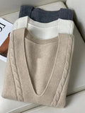 themeisles Casual Loose Knitting Sleeveless Solid Color V-Neck Vest Top