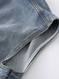 themeisles Simple Split-Joint Solid Color Denim Vest Outerwear