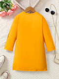 Brief Alphabet Print Fitted Long Sleeve Crew Neck Casual Dress for Girls - Soft Slight Stretch Polyester Material, Round Neck, Regular Fit, No Belt or Chest Pad - Perfect for Spring and Fall Seasons