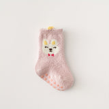 2pairs Baby Autumn And Winter Socks, Thickened Coral Fleece Warm Socks For Boys And Girls, Cartoon Baby Non-slip Socks Floor Toddler Socks