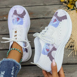 themeisles - White Casual Sportswear Daily Frenulum Printing Round Mesh Breathable Comfortable Out Door Shoes