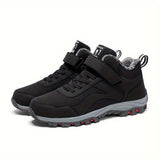 Men's Casual Snow Boots, Anti-skid Windproof Slip On Ankle Boots With Lined Fuzz And Hook & Loop Fastener Decor For Outdoor, Autumn And Winter