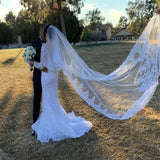 Best Selling Luxury Real Image Bridal Veils Wedding Veil Three Meters Long Veils Lace Shining Applique Sequin Crystals Two Layers Cathedral Length