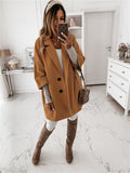 themeisles Seven-sleeve Single-breasted Lapel Pocket Solid Color Coat