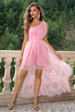 themeisles One-Shoulder Sleeveless High-Low Dress