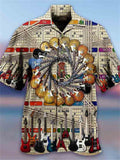 themeisles Men's Shirt Summer Hawaiian Shirt Graphic Prints Notes Cuban Collar Black Yellow Black / Red Wine Red Casual Holiday Short Sleeve Button-Down Print Clothing Apparel Sports Fashion Streetwear Designer
