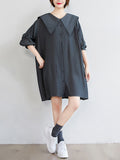 themeisles Original Printed Doll Collar Shirt Dress