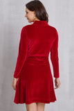 themeisles Sequin Ruffle Hem Long Sleeve Mini Dress