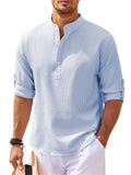 themeisles Men's Shirts Long-sleeved Stand-up Collar Open Button Pineapple Plaid Shirt Men's Casual Shirt Tops